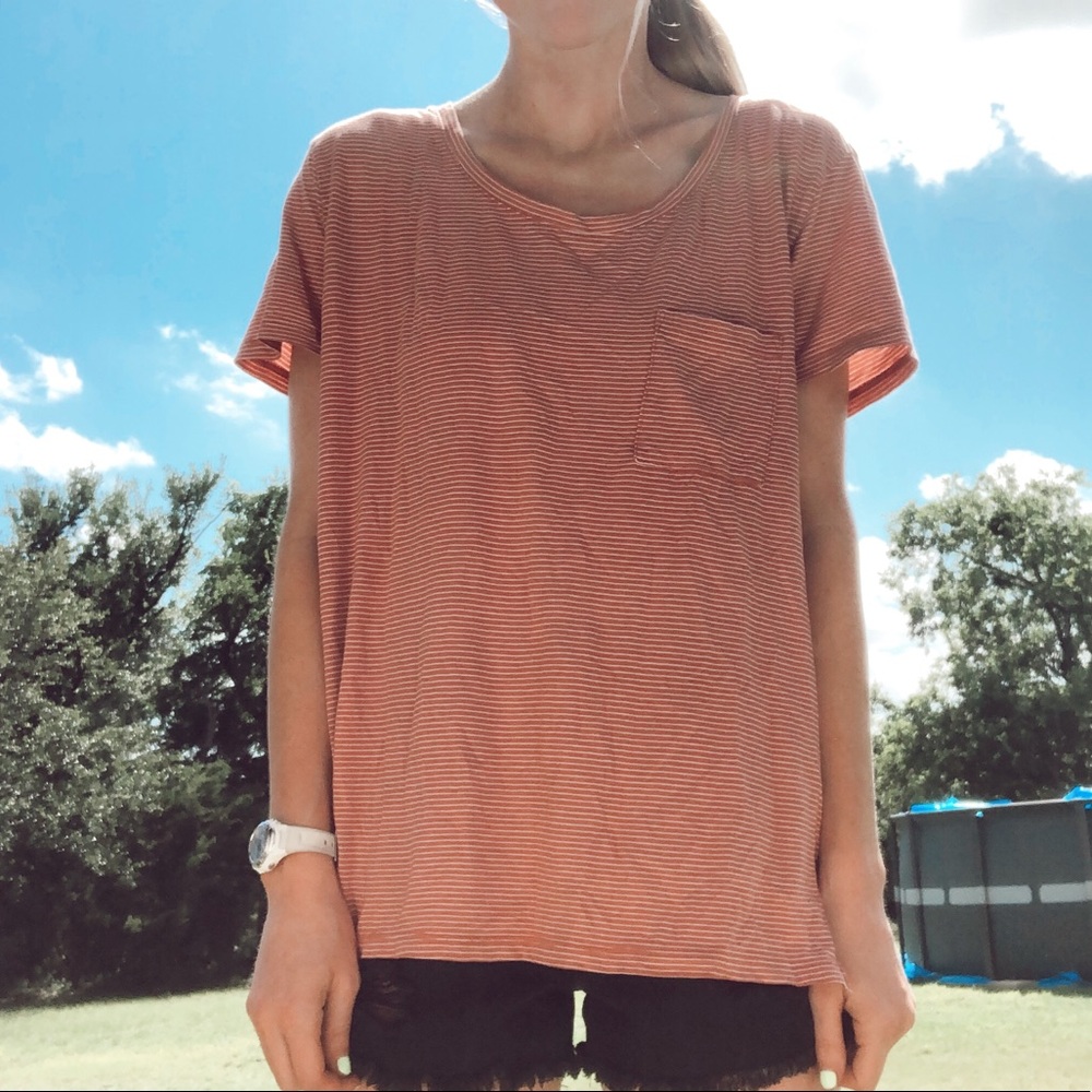 pink striped old navy tee